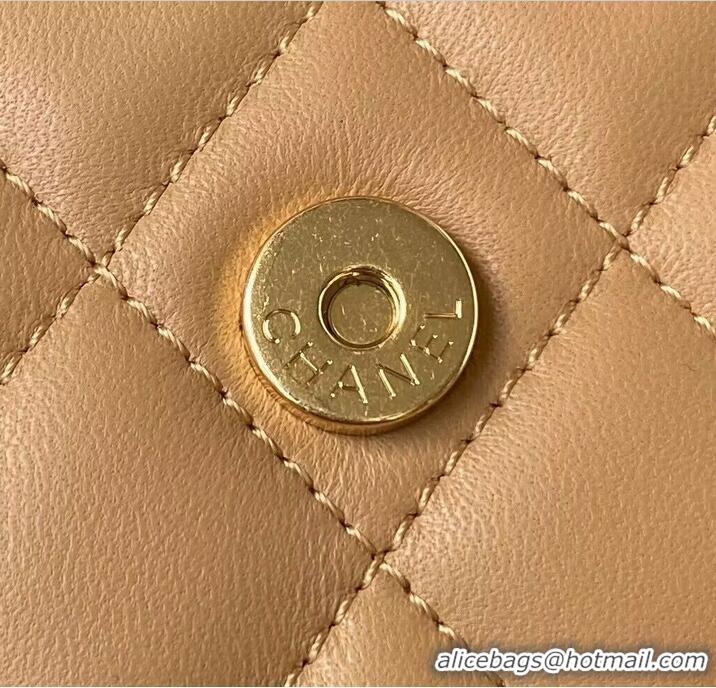 Luxurious Discount CHANEL 22B Kelly Pearl Top Handle Bag AP3513 Apricot