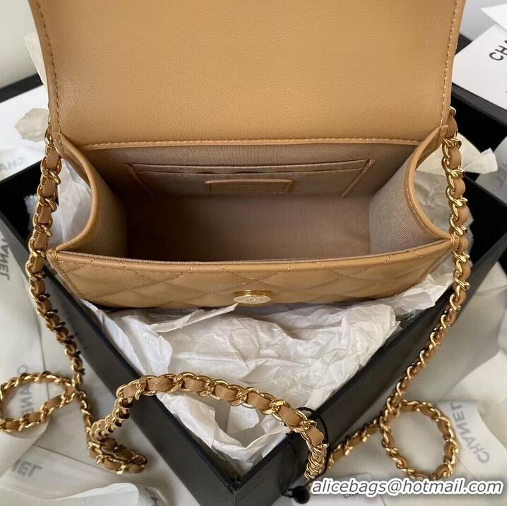 Luxurious Discount CHANEL 22B Kelly Pearl Top Handle Bag AP3513 Apricot