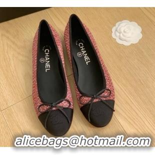 Purchase Chanel Classic Tweed Ballet Flat Dark Pink 915026