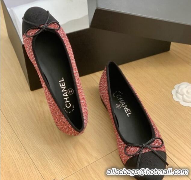 Purchase Chanel Classic Tweed Ballet Flat Dark Pink 915026