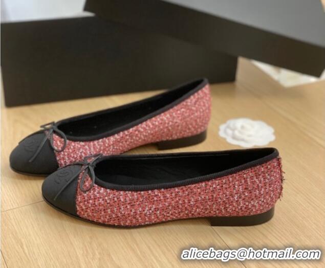 Purchase Chanel Classic Tweed Ballet Flat Dark Pink 915026