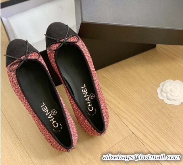 Purchase Chanel Classic Tweed Ballet Flat Dark Pink 915026