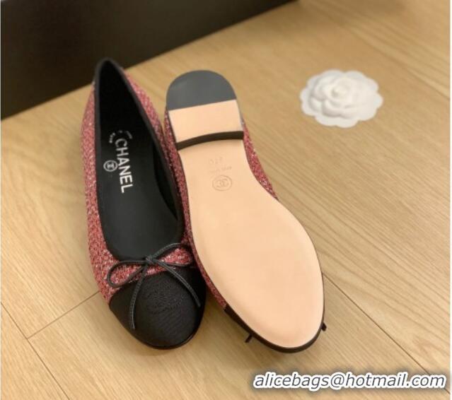 Purchase Chanel Classic Tweed Ballet Flat Dark Pink 915026