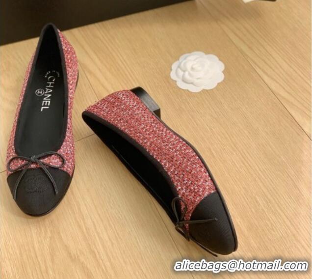 Purchase Chanel Classic Tweed Ballet Flat Dark Pink 915026