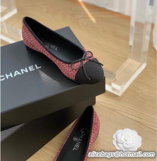 Purchase Chanel Classic Tweed Ballet Flat Dark Pink 915026