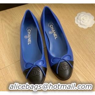 Best Product Chanel Classic Calfskin Ballet Flat Blue 915027