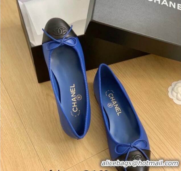 Best Product Chanel Classic Calfskin Ballet Flat Blue 915027