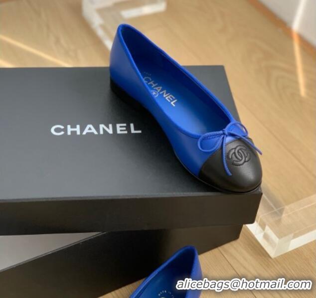 Best Product Chanel Classic Calfskin Ballet Flat Blue 915027