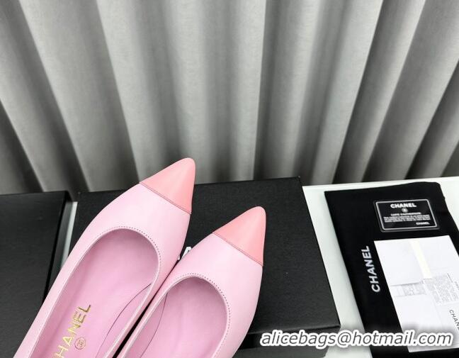 Trendy Design Chanel Lambskin Pointed Flat Ballet with Pearls Pink 918073