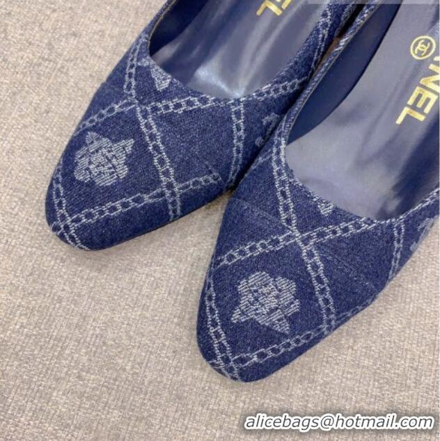 Durable Chanel Printed CC Denim Pumps 6.5cm Dark Blue 925013