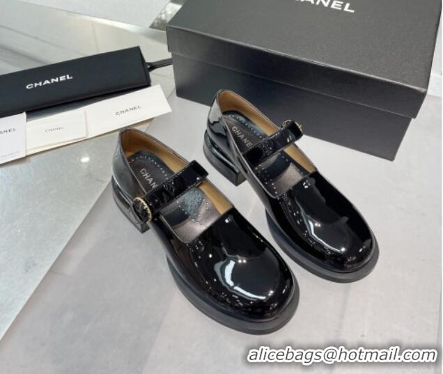 Best Price Chanel Patent Calfskin Mary Janes Shoes Black 925036