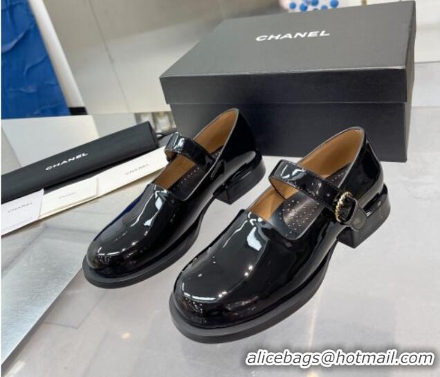 Best Price Chanel Patent Calfskin Mary Janes Shoes Black 925036