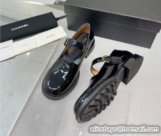 Best Price Chanel Patent Calfskin Mary Janes Shoes Black 925036