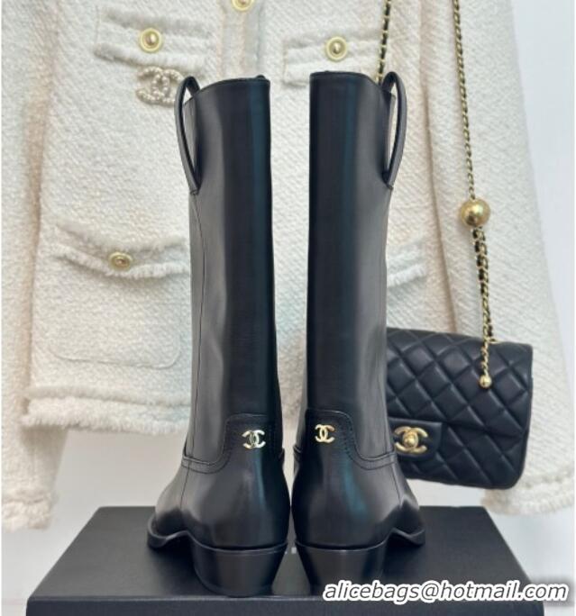 Best Grade Chanel Calfskin High Boots 3cm Black 926129