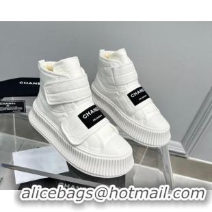 Best Price Chanel Fabric Platform Ankle Boot White 1011005