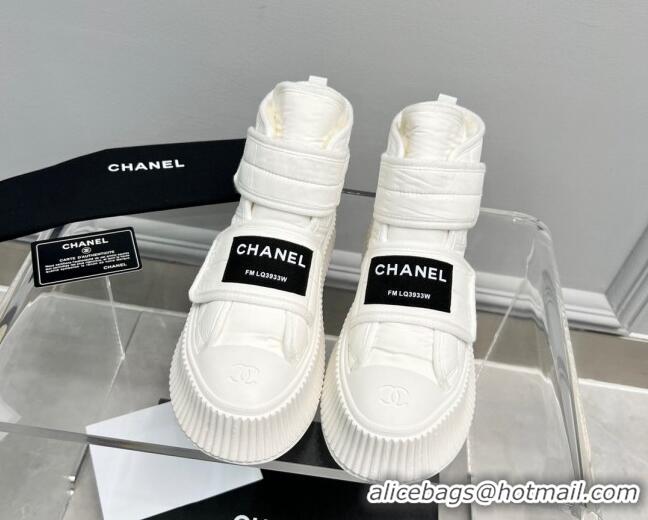 Best Price Chanel Fabric Platform Ankle Boot White 1011005