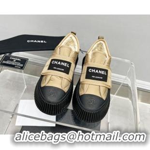 Most Popular Chanel Fabric Platform Loafers Khaki 011009