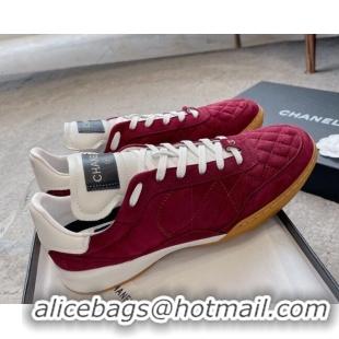 Best Product Chanel Quilted Suede Sneakers G45335 Burgundy 011012