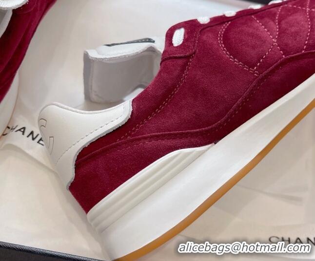 Best Product Chanel Quilted Suede Sneakers G45335 Burgundy 011012