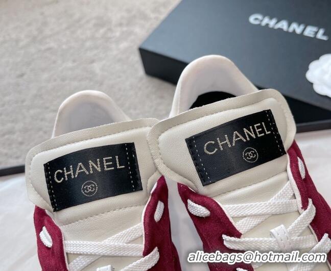 Best Product Chanel Quilted Suede Sneakers G45335 Burgundy 011012