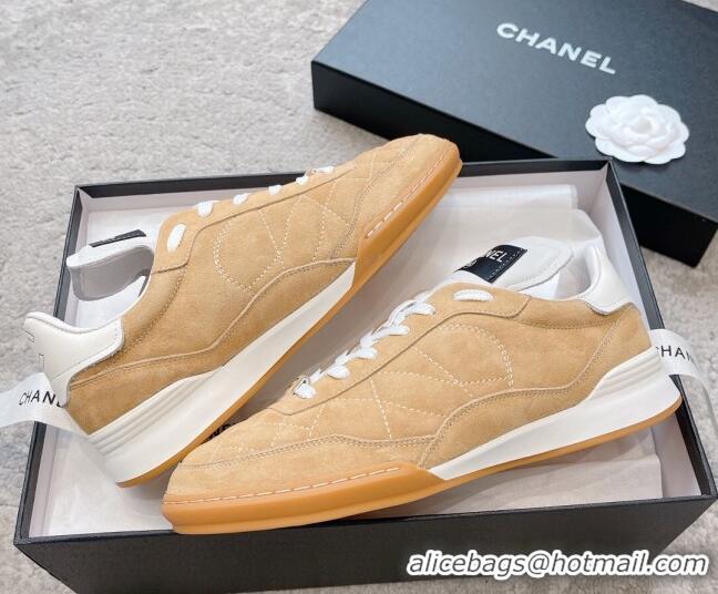 Pretty Style Chanel Quilted Suede Sneakers G45335 Camel Brown 011013