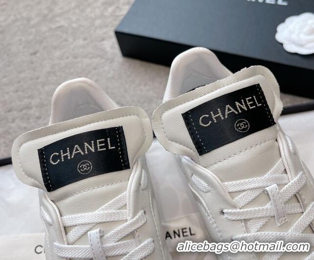 Top Grade Chanel Quilted Calfskin Sneakers G45335 White 011014