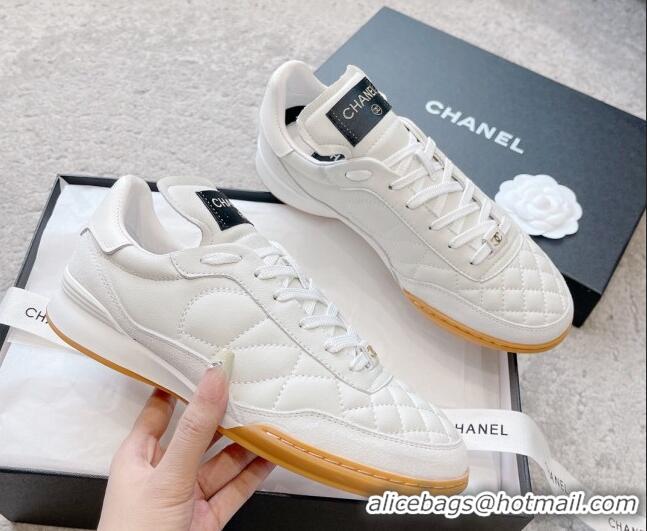 Top Grade Chanel Quilted Calfskin Sneakers G45335 White 011014