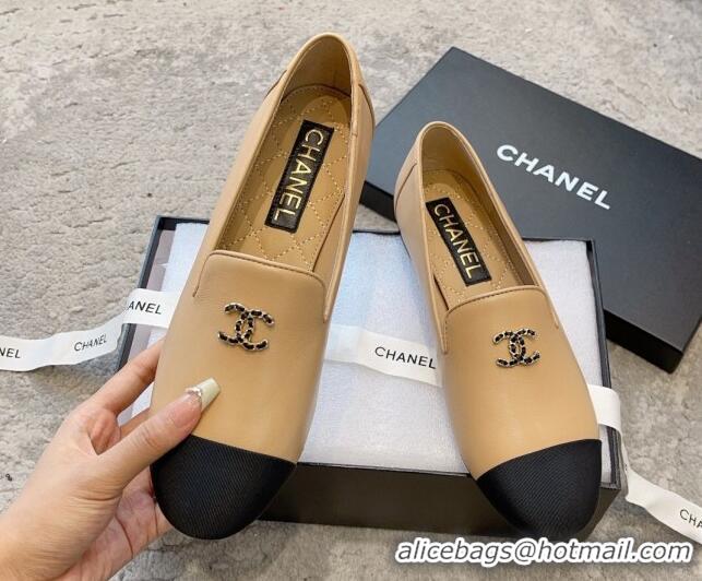 Feminine Chanel Lambskin Moccasins Loafers G45276 Beige 011017