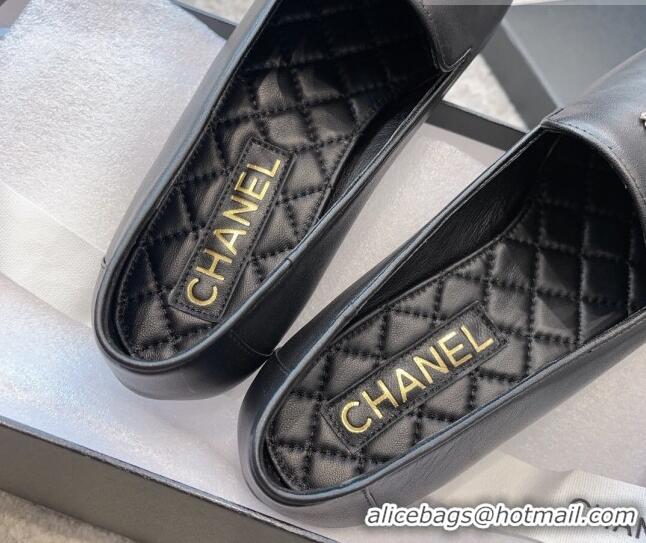 Good Product Chanel Lambskin Moccasins Loafers G45276 Black 011018