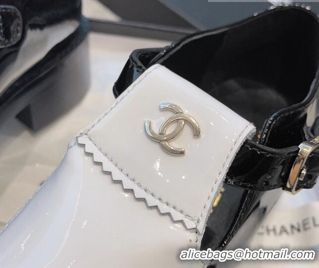 Buy Luxury Chanel Patent Calfskin Loafers with Buckle Black/White 011020