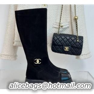 Good Product Chanel Suede High Boots with CC Strap 011028