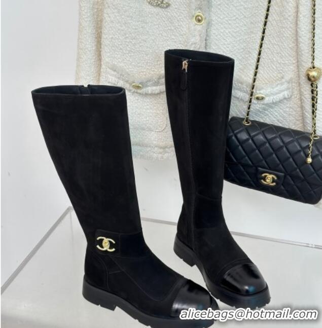 Good Product Chanel Suede High Boots with CC Strap 011028