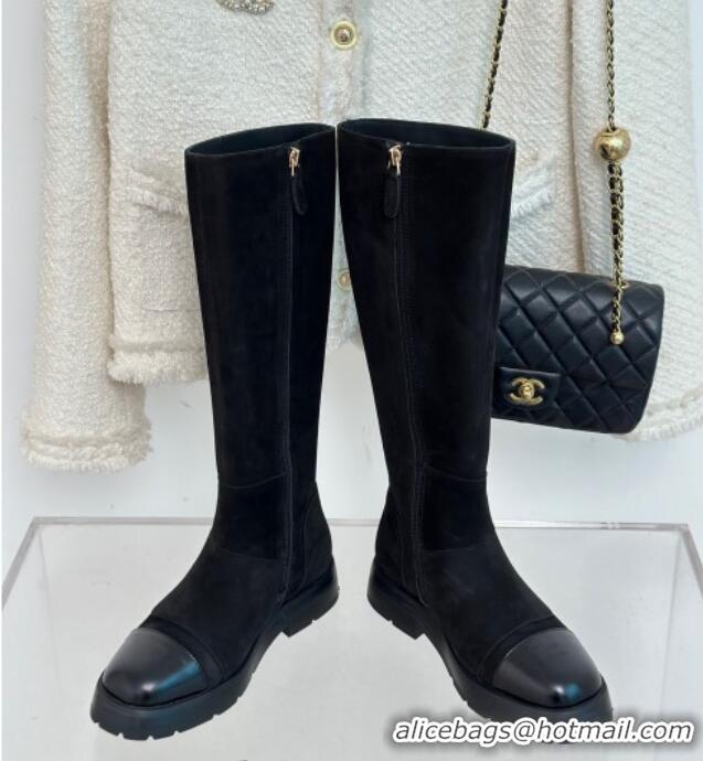 Good Product Chanel Suede High Boots with CC Strap 011028