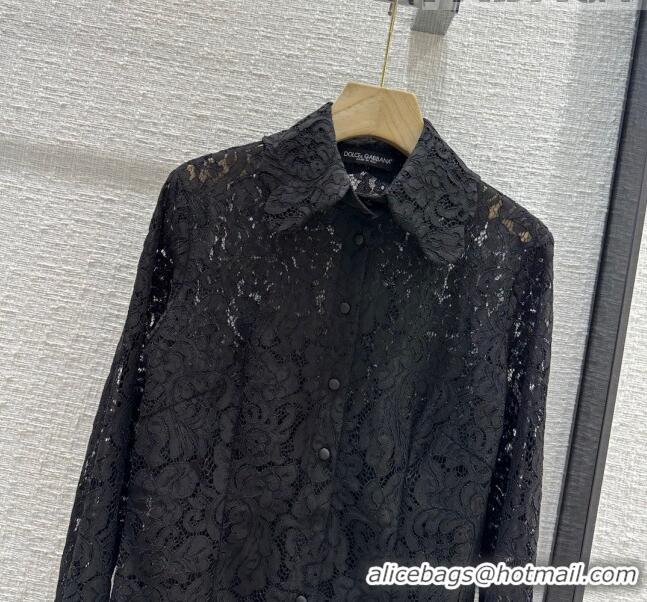 Famous Brand Dolce & Gabbana Lace Shirt DG102406 Black 2023