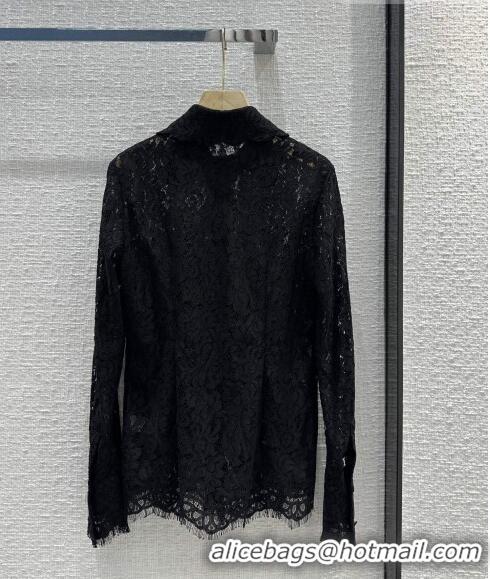 Famous Brand Dolce & Gabbana Lace Shirt DG102406 Black 2023