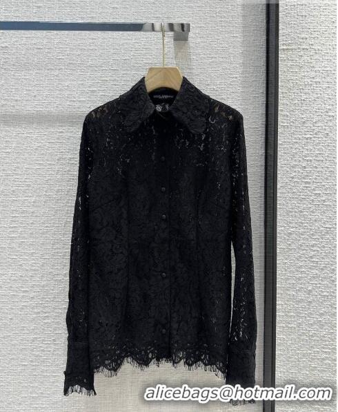 Famous Brand Dolce & Gabbana Lace Shirt DG102406 Black 2023