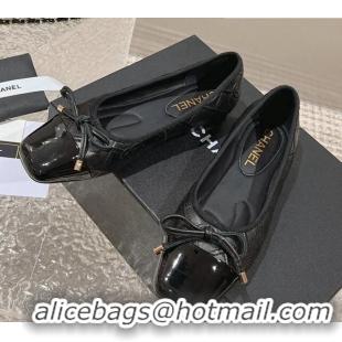 Most Popular Chanel CC Quilted Calfskin Flat Ballet with Bow Black 011039