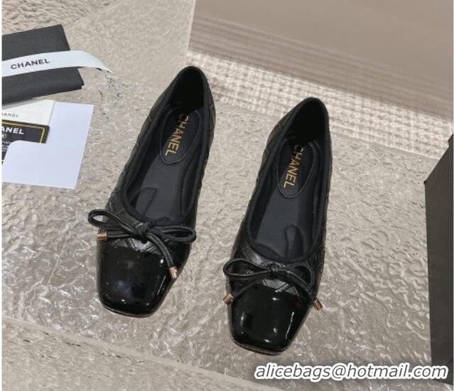 Most Popular Chanel CC Quilted Calfskin Flat Ballet with Bow Black 011039