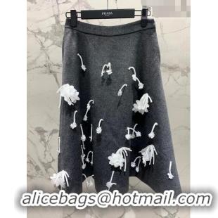 ​Good Quality Prada Wool Skirt P102417 Grey 2023