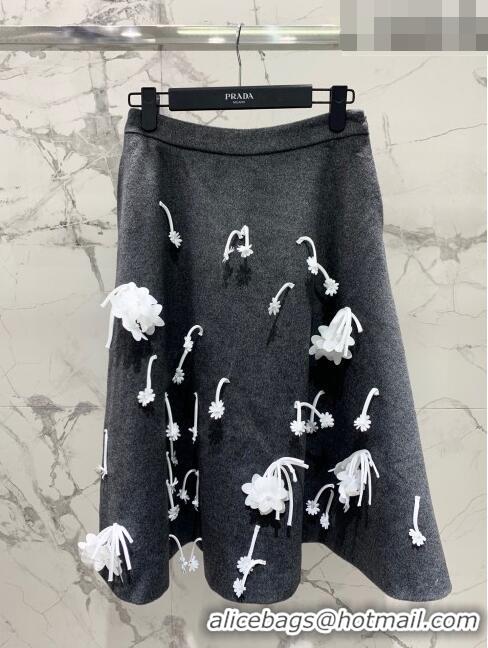 ​Good Quality Prada Wool Skirt P102417 Grey 2023