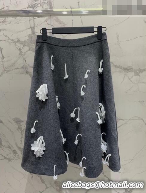 ​Good Quality Prada Wool Skirt P102417 Grey 2023