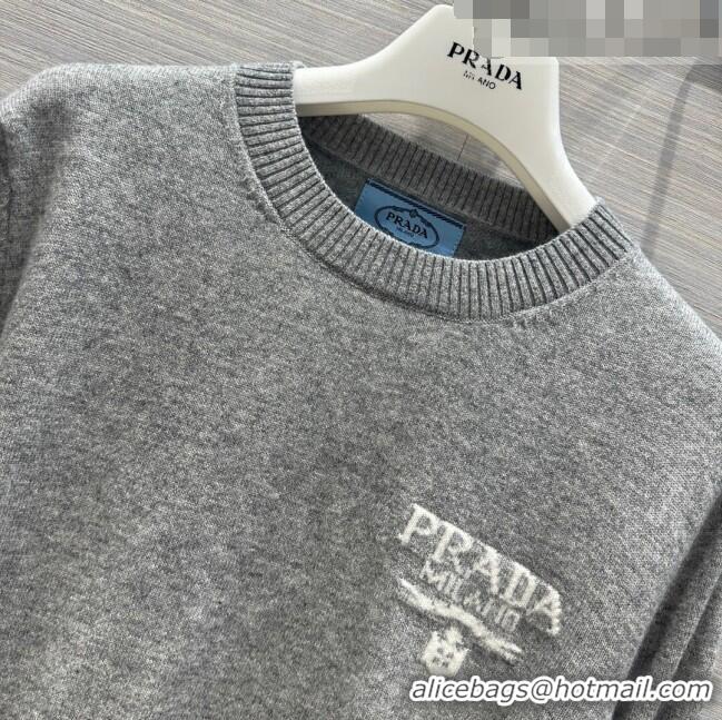 Well Crafted Prada Wool Sweater P102425 Grey 2023