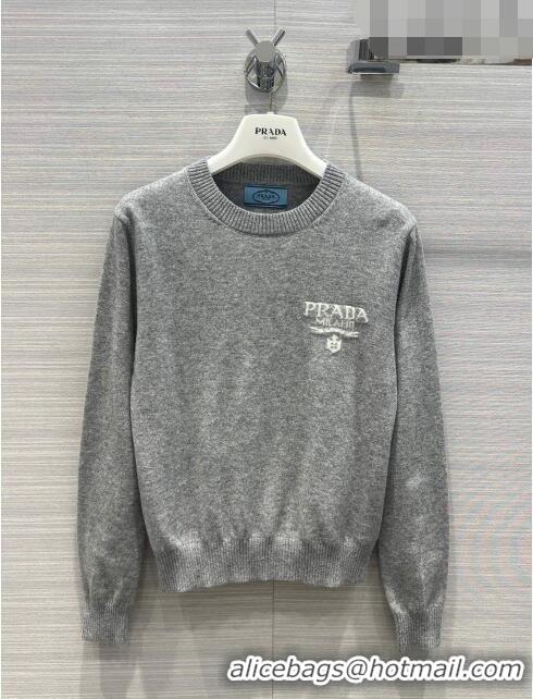 Well Crafted Prada Wool Sweater P102425 Grey 2023