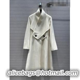 Shop Super Quality Dior Long Coat with Criss Cross Collar D102625 White 2023