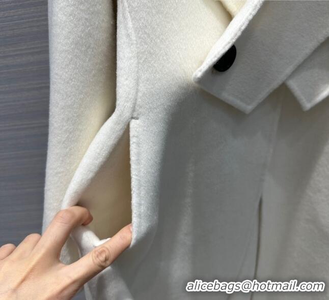 Shop Super Quality Dior Long Coat with Criss Cross Collar D102625 White 2023