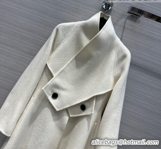 Shop Super Quality Dior Long Coat with Criss Cross Collar D102625 White 2023