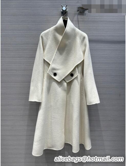 Shop Super Quality Dior Long Coat with Criss Cross Collar D102625 White 2023