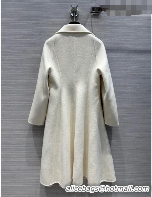 Shop Super Quality Dior Long Coat with Criss Cross Collar D102625 White 2023