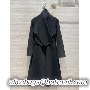 Grade Quality Dior Long Coat with Criss Cross Collar D102626 Black 2023