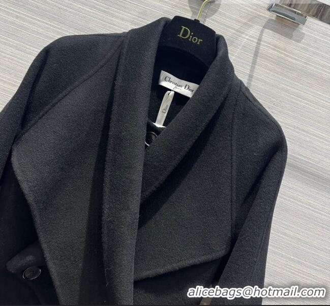 Grade Quality Dior Long Coat with Criss Cross Collar D102626 Black 2023